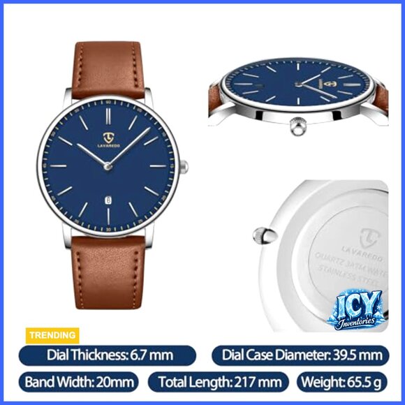 Minimalist Analog Date Watch with Leather Strap main image 4